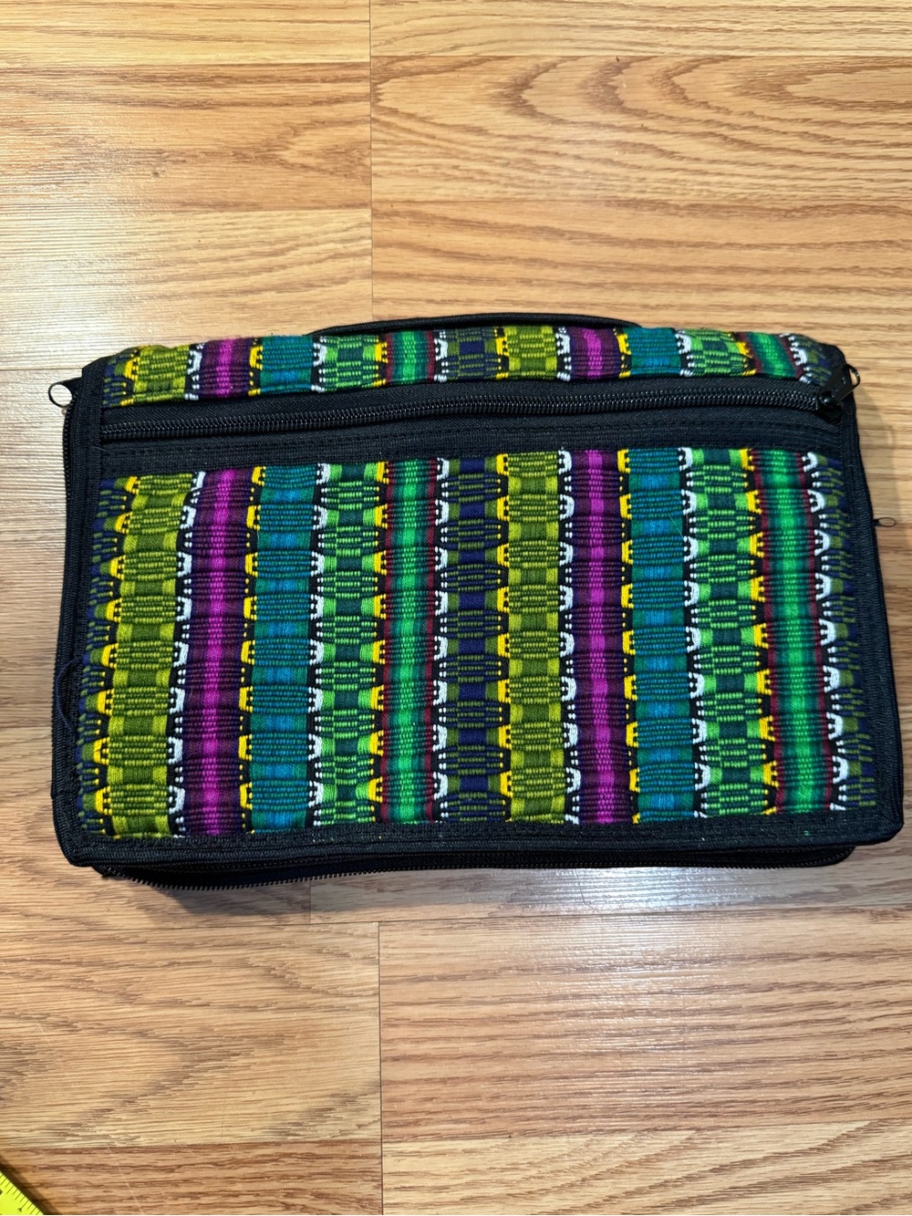 Peruvian Brightly Colored Woven Padded Zippered Bible Cover Storage Pocket
